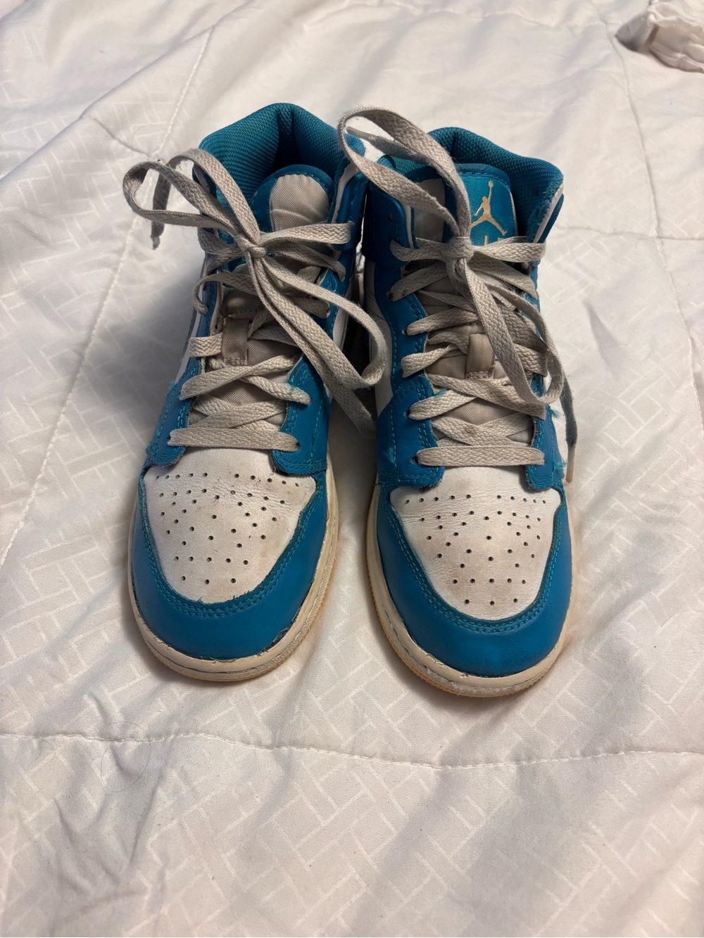 Jordan Kids Blue and White High-Top Sneakers
